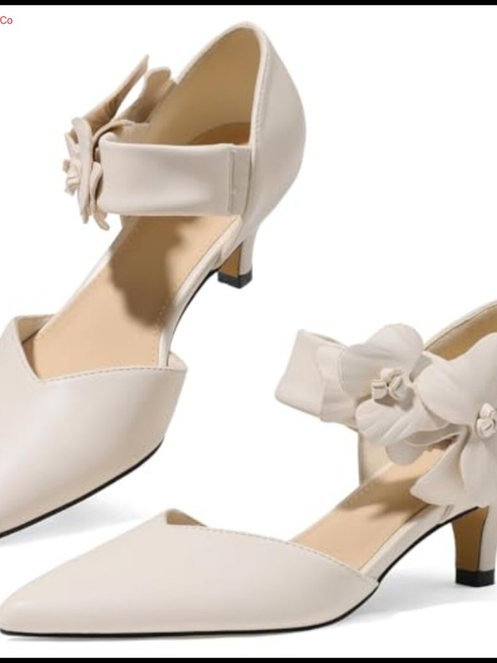 Pointed Toe Low Kitten Heels Ankle Strap Slip On Pumps
